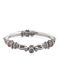 Red Glass Hinged Opening Tribal Silver Bangle (Bangle Size -2/12)