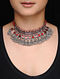 Red Glass Tribal Silver Necklace