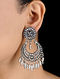 Tribal Silver Earrings with Floral Design