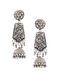 Tribal Silver Jhumkis with Peacock Motif