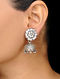 Tribal Silver Jhumkis with Floral Motif