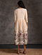 Ivory-Green Pleated Printed Cotton Dress