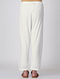 White Tie-up Waist Cotton Pants by Jaypore