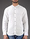White Mandarin Collar Full Sleeve Linen Shirt