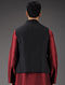 Black Mandarin Collar Linen Jacket