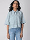 Blue Khari-printed Cotton Shirt with Pockets