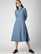 Blue Handloom Cotton Front-Open Dress