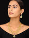 Pink Green Gold Tone Pearl Beaded Kundan Necklace with Earrings (Set of 2)