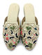 Multicolored Hand Embroidered Faux Leather Mules