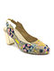 Multicolored Hand Embroidered Faux Leather Block Heels