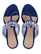 Royal Blue Hand Embroidered Suede Kolhapuri Wedges with Shells and Mirrors