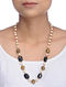 Black Gold Tone Shell Pearls and Natural Stone Necklace