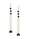 Black Gold Tone Onyx and Pearl Earrings