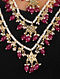White-Red Kundan Inspired Pearl Necklace