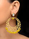 Yellow Gold Tone Kundan Inspired Filigree Earrings