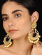 Gold Tone Kundan Inspired Pearl Beaded Chaandbali Earrings