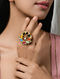 Multicolored Navratan Gold Tone Kundan Ring