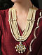 Gold Tone Kundan Beaded Necklace with Pearls