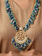 Lapis Lazuli and Agate Gold Tone Kundan Necklace