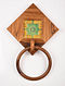 Brown Teakwood Towel Holder with Sheesham Ring and Tile (L - 8in, W - 8in, H - 2in)