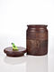 Brown-Multicolor Handcrafted Sheesham Wood Jar with Bird Motif