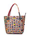 Multicolored Thread-Embroidered Tote with Mirrors and Coins