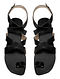 Black Handcrafted Faux Leather Sandals