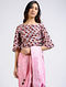 Pink Printed Chanderi Saree with Blouse (Set of 2)