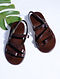 Brown Hand-crafted Multi-strap Leather Flats for Men
