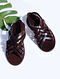 Brown Hand-crafted Criss-cross Leather Flats for Men