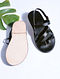 Black Hand-crafted Multi-strap Leather Flats for Men