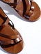 Tan Hand-crafted Multi-strap Leather Flats for Men