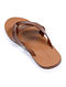 Tan Hand-crafted Multi-strap Leather Flats for Women