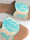 Cream-Turquoise Embroidered Flats