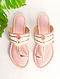 White Pink Handcrafted Faux Leather Kohlapuri Flats