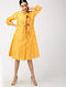 Mustard Chanderi-Benarasi Brocade Dress