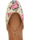 Yellow-Pink Floral Printed Leather Juttis