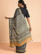 Indigo Ajrakh-printed Modal Saree with Tassels