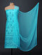 Blue Chikankari Tussar Silk Suit Fabric
