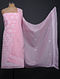 Pink-Ivory Chikankari Cotton Blend Kurta Fabric with Dupatta