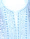 Ivory-Blue Chikankari Cotton Kurta Fabric