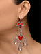 Red Glass Tribal Silver Earrings