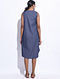 Blue Denim Hand Embroidered Wrap Dress with Tassels