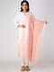 Ivory-Pink Block-printed Cotton Silk Dupatta with Woven Border