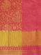 Pink-Yellow Block-printed Cotton Silk Dupatta with Zari